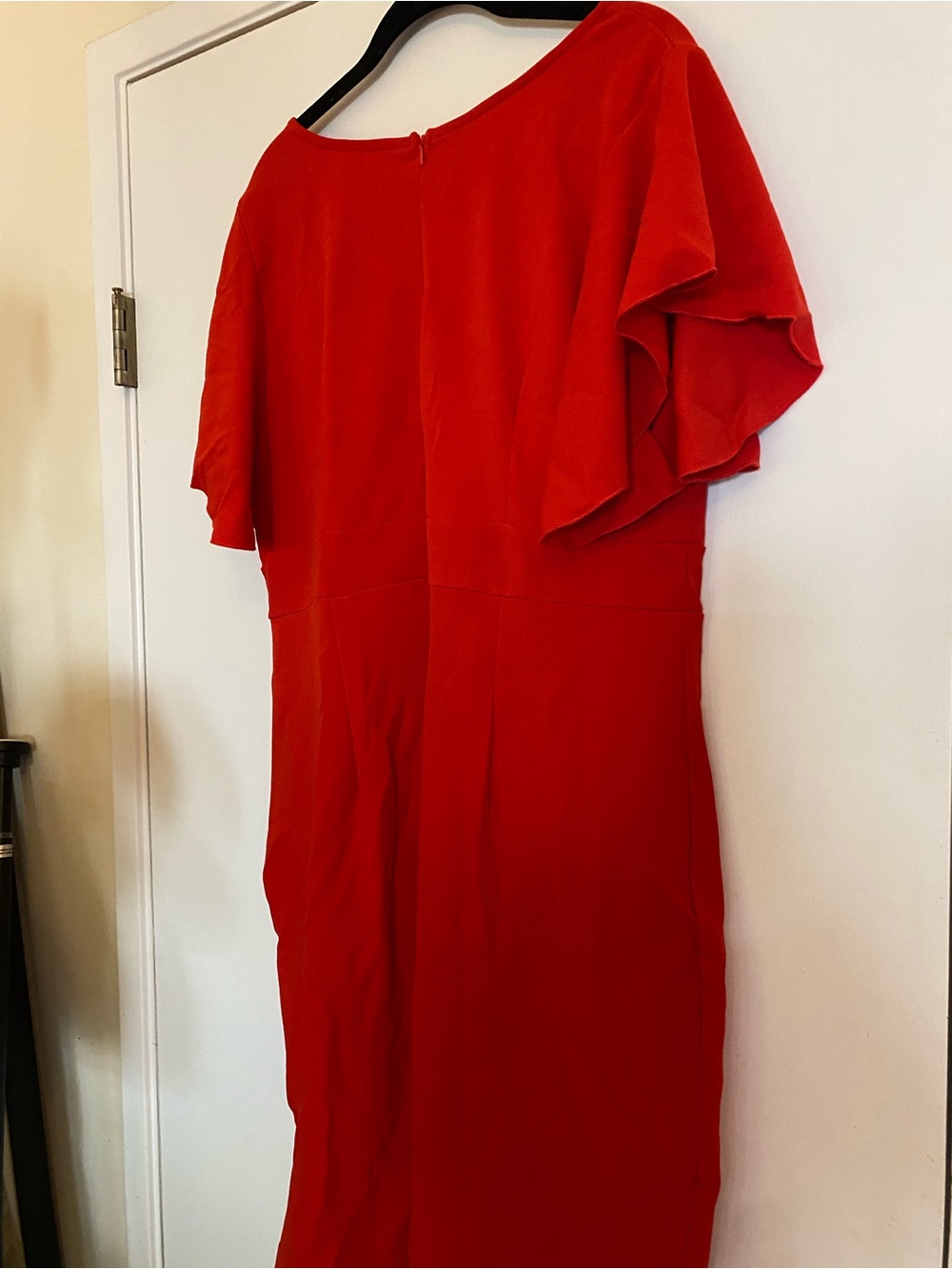 Red Ruffle V-Neck Midi Dress - Picture 5 of 5